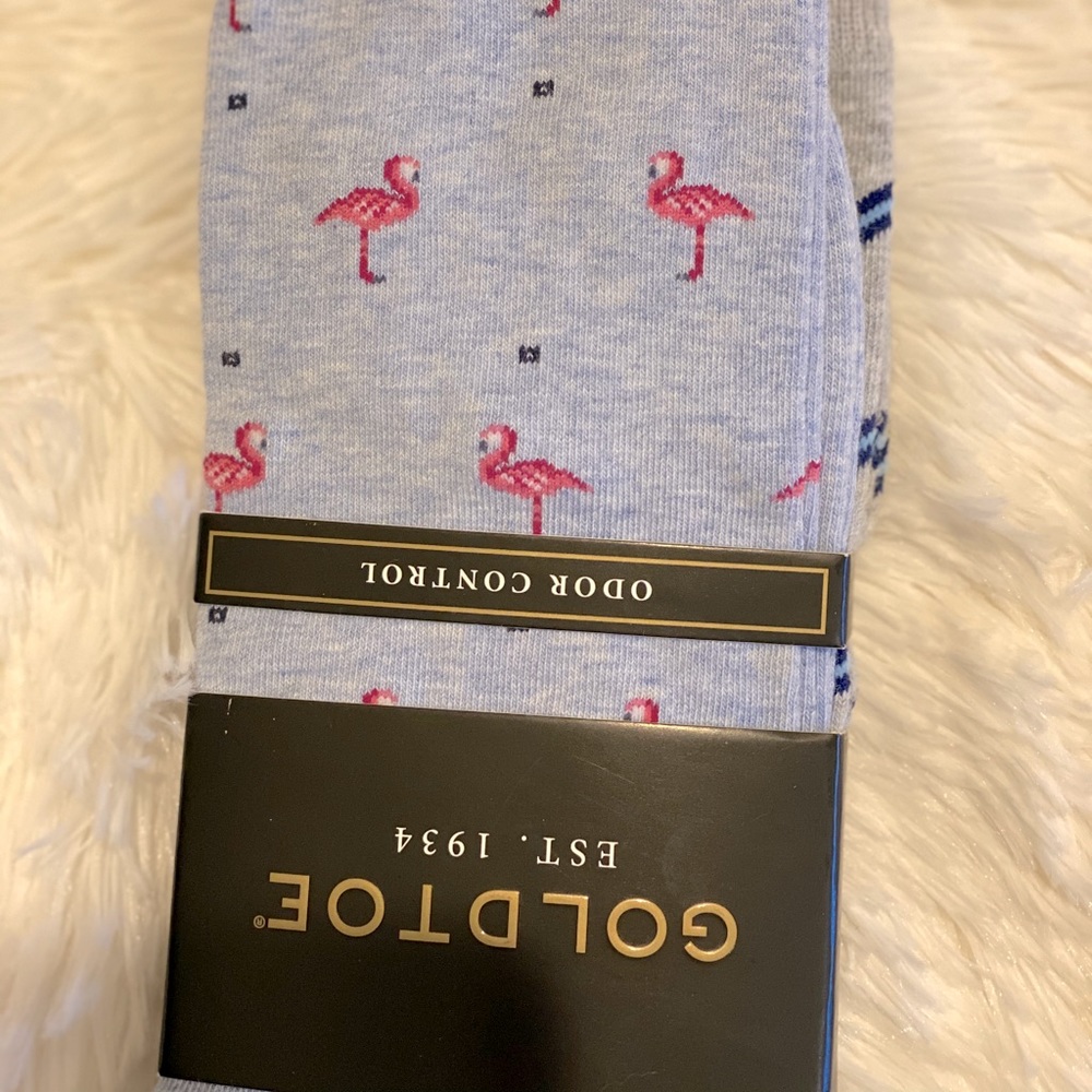 ❤️Gold Toe Men 2-pair socks Flamingo -Stripes